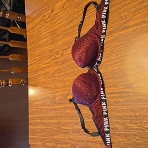 PINK Burgundy Bra